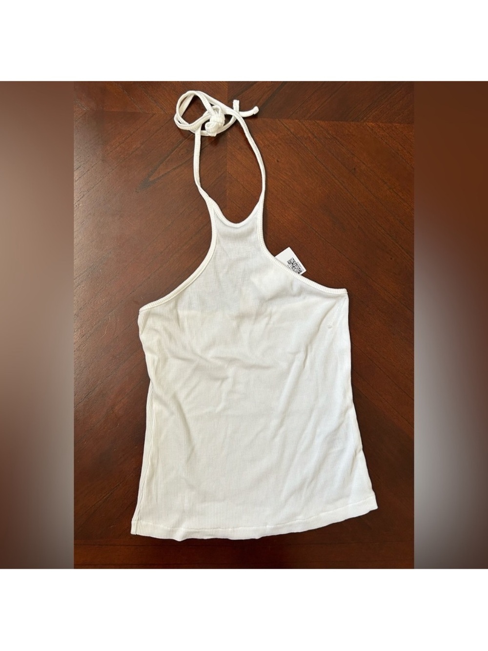 New H&M White Ribbed Halter Tie-Back Tank size xs
